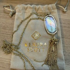 Kendra Scott Iridescent Pendant Necklace with Gold Tassel